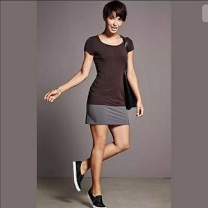 Athleta L Ella t-shirt Dress Deep Wine and Gray